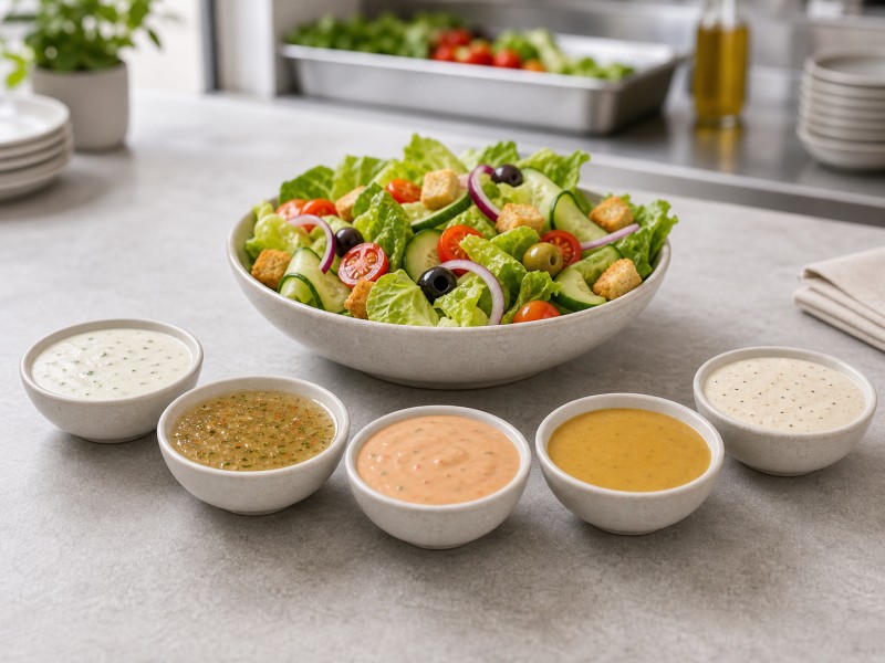 Salatdressing med forskellige smag