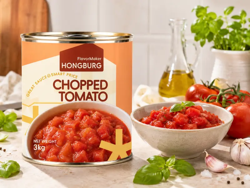 Klassiske hakkede tomater på dåse