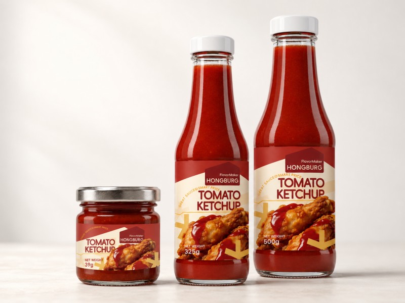 Tomatketchup i glasflaske
